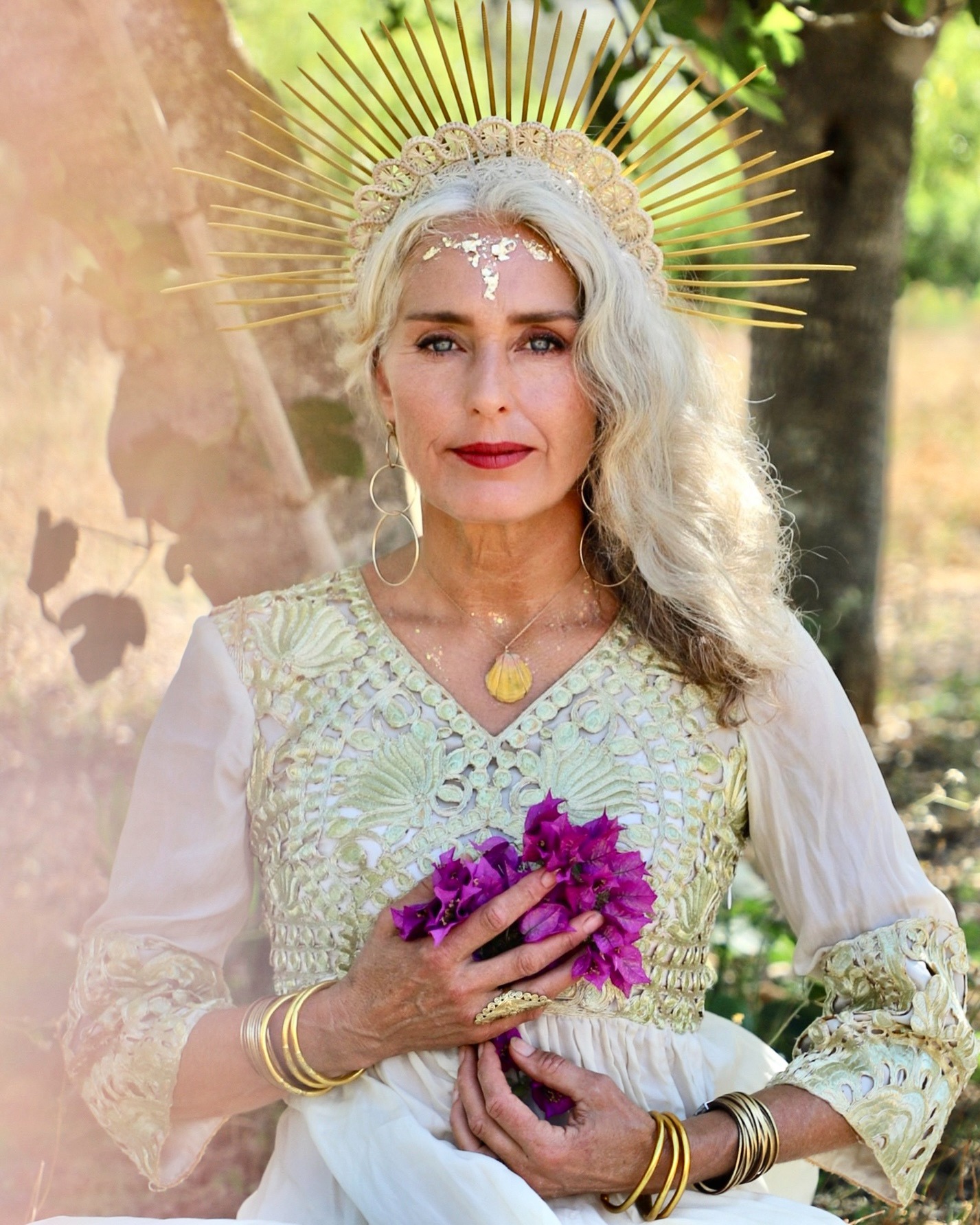 Portrait holding flowers
